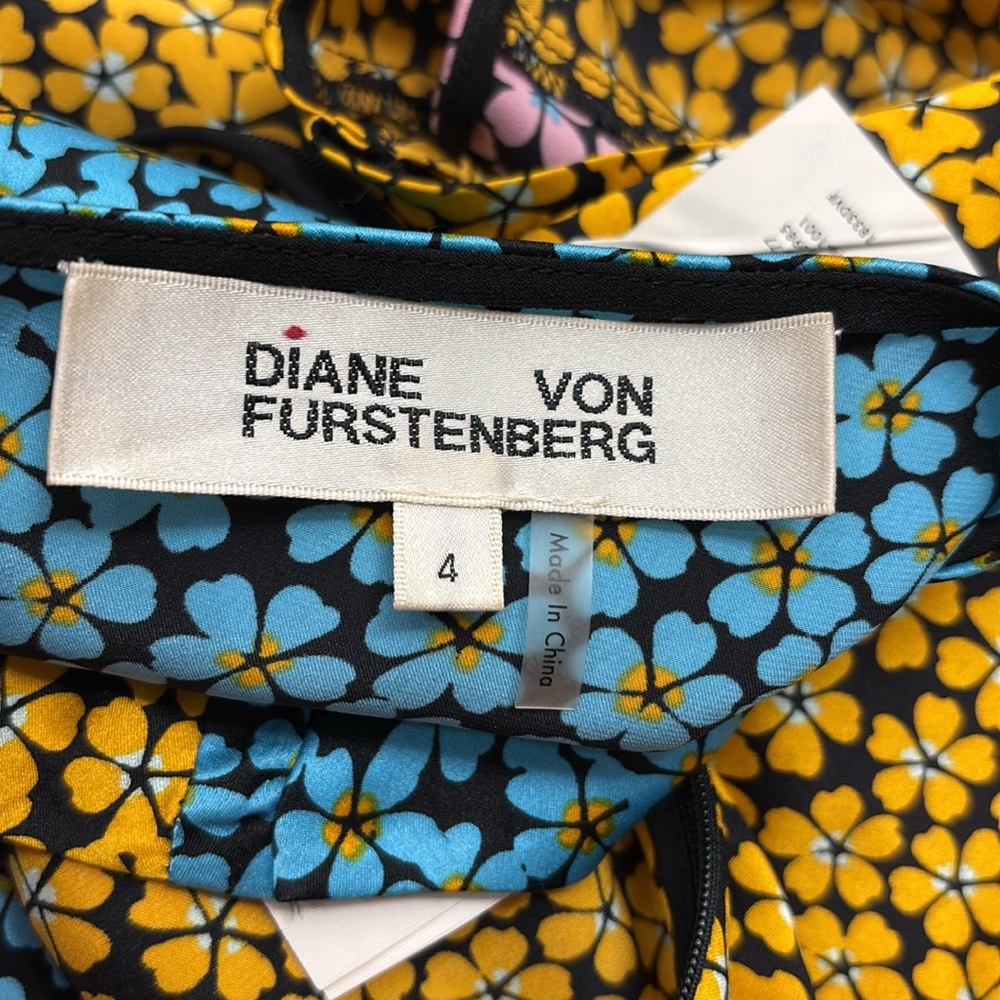 Diane Von Furstenberg Multicolor Silk Floral Midi Dress Size 4 - Picture 13 of 13